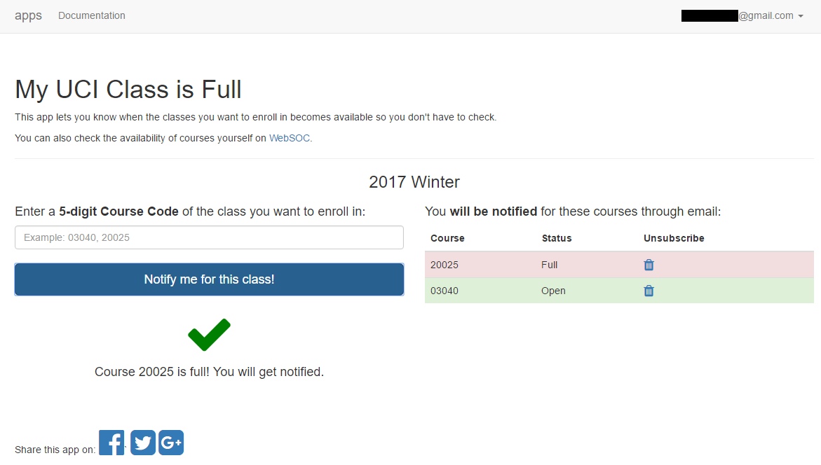 Web app My UCI class is full JP(02)