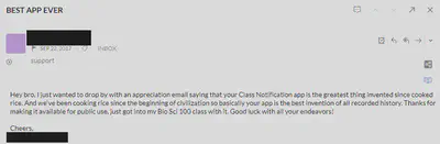 A thank-you email